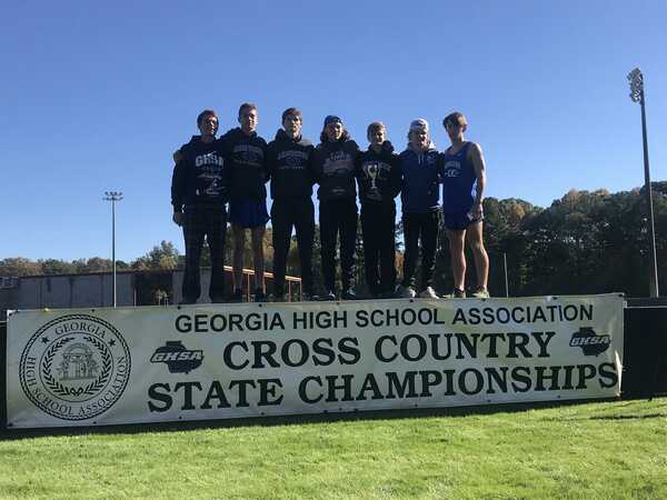 The Boys Varsity team after making 2nd place at state. (Left to right: Patrick Dupree, Blake Montgomery, Alexander Stephens, Derrell Trejo, Davis Yeargan, Wes Conley, Chaney Holder)