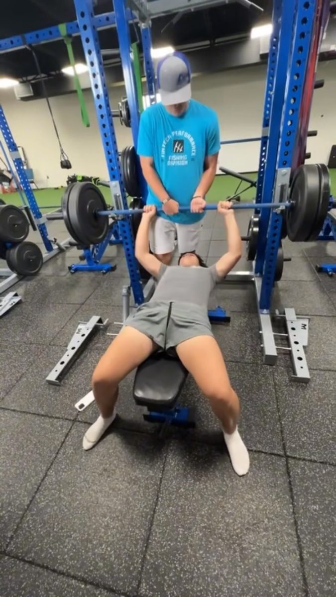 Mason Hall(9th) benching with Grayson Isham(9)